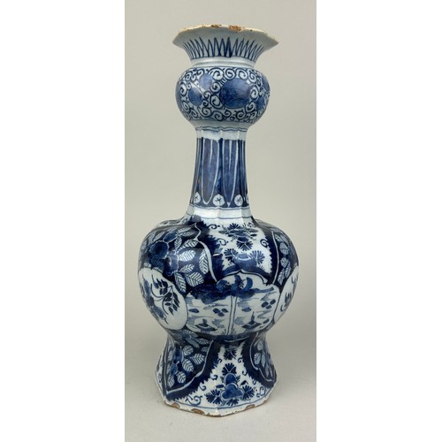 113 - A LARGE DUTCH DELFT VASE, 

32cm H x 15cm W

Label to verso for 'Guest and Gray'