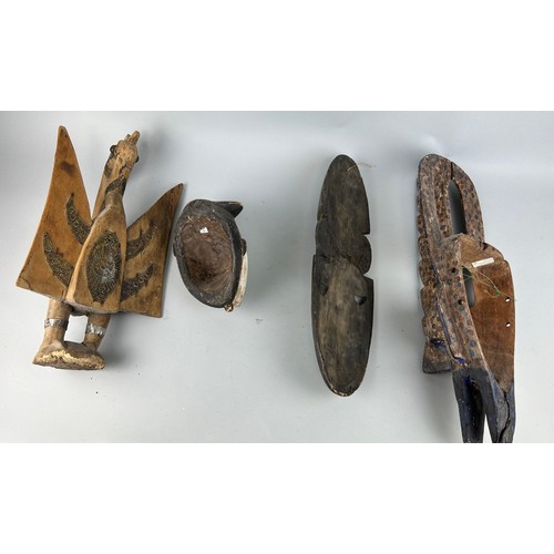 121 - A GROUP OF FOUR AFRICAN TRIBAL MASKS (4), 

One labelled 'early 20th Century Dogon tribe mask' (56cm... 