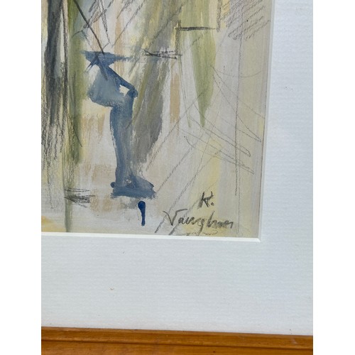 213 - AFTER KEITH VAUGHAN: A WATERCOLOUR PAINTING AND PENCIL DRAWING ON PAPER, 

28cm x 23cm 

Mounted in ... 