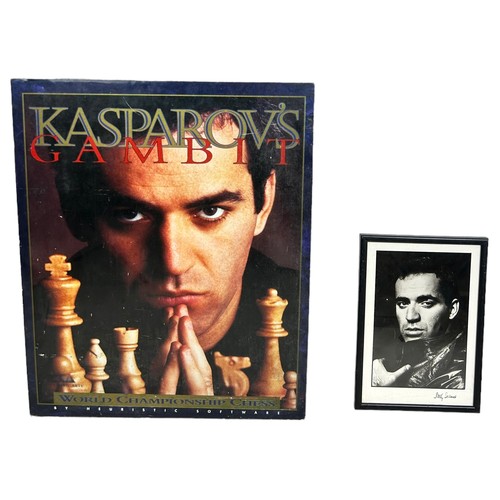 564 - CHESS INTEREST: A SIGNED PHOTOGRAPH OF GARY KASPAROV BY SALLY SOAMES (BRITISH 1937-2019) ALONG WITH ... 