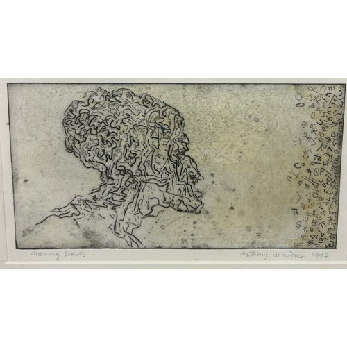 386 - ANTHONY WHISHAW RA (B. 1930): AN ETCHING TITLED 'MEMORY SEARCH', 

31cm x 17cm 

Mounted in a frame ... 