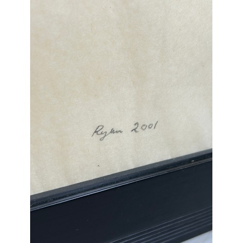 352 - HOLOCAUST MEMORIAL: A PEN ON PAPER DRAWING SIGNED 'RYAN 2001',

98cm x 73cm 

Mounted in a frame and... 