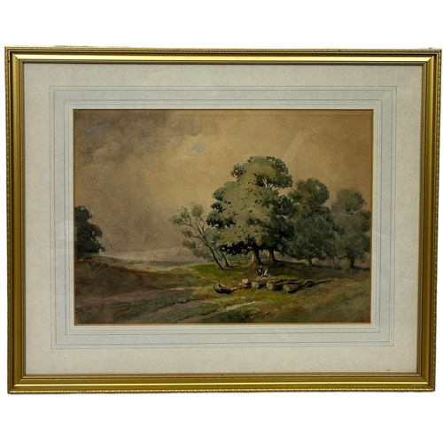 269 - A VICTORIAN WATERCOLOUR ON PAPER PAINTING DEPICTING TWO FIGURES, 

Mounted in a frame and glazed. 

... 