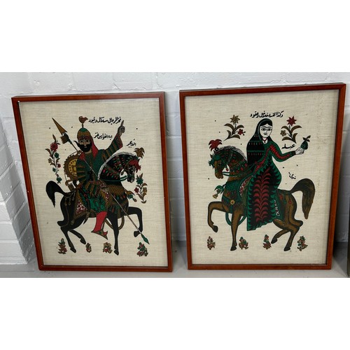 334 - A SET OF FOUR ORIENTAL PAINTINGS AND EMBROIDERIES (4) 

Largest 76cm x 66cm. 

Three framed.