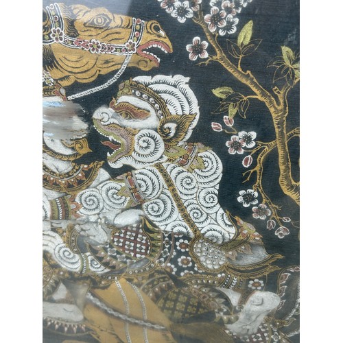 336 - AN INDIAN PAINTING ON SILK ALONG WITH ANOTHER TIBETAN ONE (2),

Largest 46cm x 39cm 
Framed 64cm x 5... 