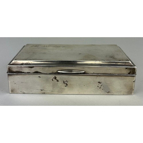 161 - JUDAICA INTEREST: A STERLING SILVER BOX WITH WOODEN INTERIOR INSCRIBED 'DR W ZILZ',

15cm x 8cm x 4.... 