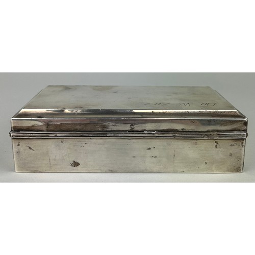 161 - JUDAICA INTEREST: A STERLING SILVER BOX WITH WOODEN INTERIOR INSCRIBED 'DR W ZILZ',

15cm x 8cm x 4.... 