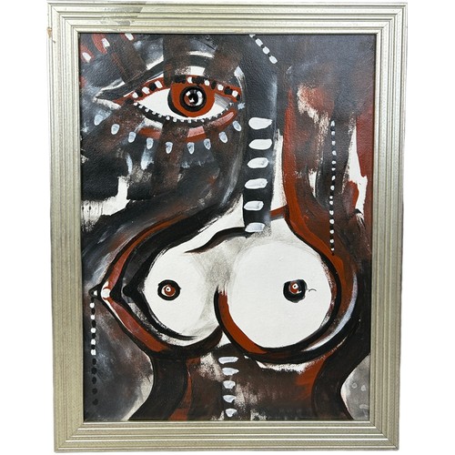 229 - AFTER PABLO PICASSO: AN OIL AND ACRYLIC PAINTING ON CANVAS DEPICTING A WOMAN, 

Labelled to verso fo... 