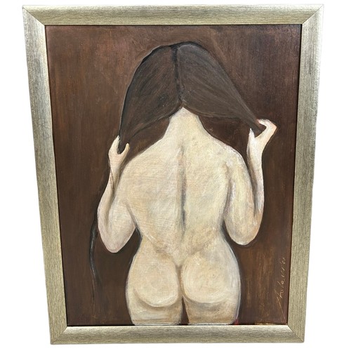 240 - AN OIL ON BOARD PAINTING DEPICTING A NUDE FIGURE OF A LADY, 

60cm x 45cm

Mounted in a frame 66cm x... 