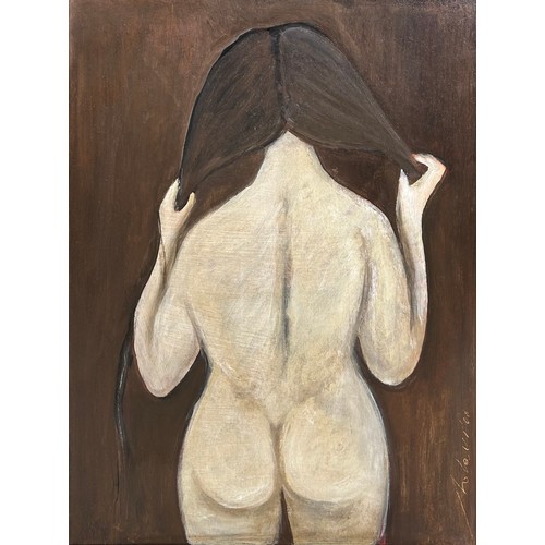 240 - AN OIL ON BOARD PAINTING DEPICTING A NUDE FIGURE OF A LADY, 

60cm x 45cm

Mounted in a frame 66cm x... 