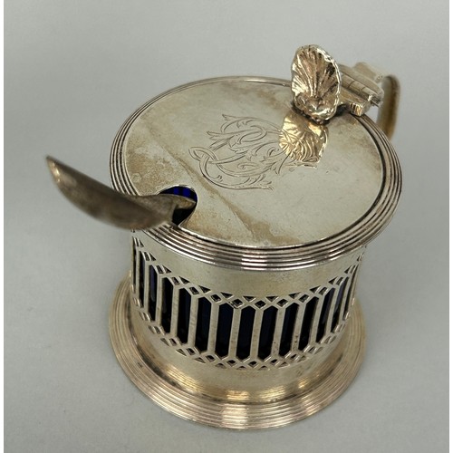 160 - A SILVER MUSTARD POT AND POSY VASE (2)