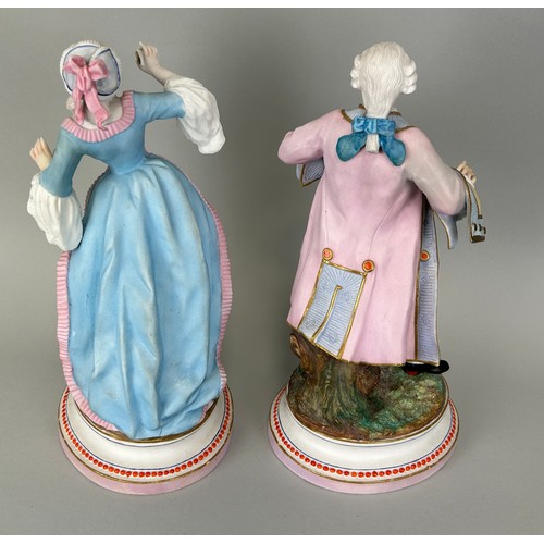 540 - A PAIR OF FRENCH STYLE CERAMIC FIGURES, 

36cm H