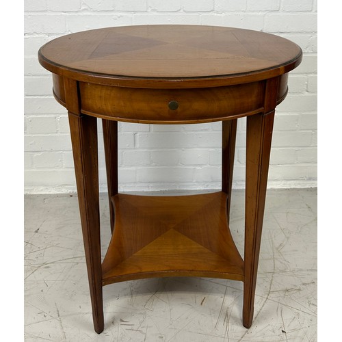 507 - A CHERRYWOOD TWO TIER OCCASIONAL TABLE WITH DRAWER,

68cm x 60cm