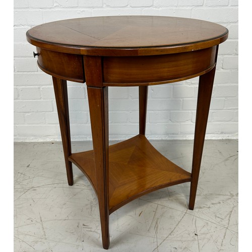 507 - A CHERRYWOOD TWO TIER OCCASIONAL TABLE WITH DRAWER,

68cm x 60cm