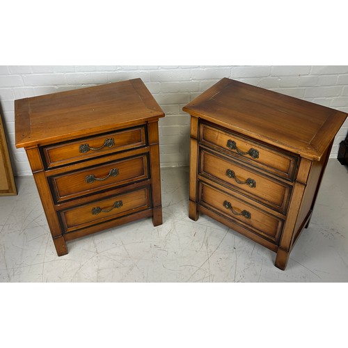 505 - A PAIR OF FRENCH CHERRYWOOD BEDSIDE TABLES BY GRANDE ARRECH, 

72cm x 60cm x 37cm each.