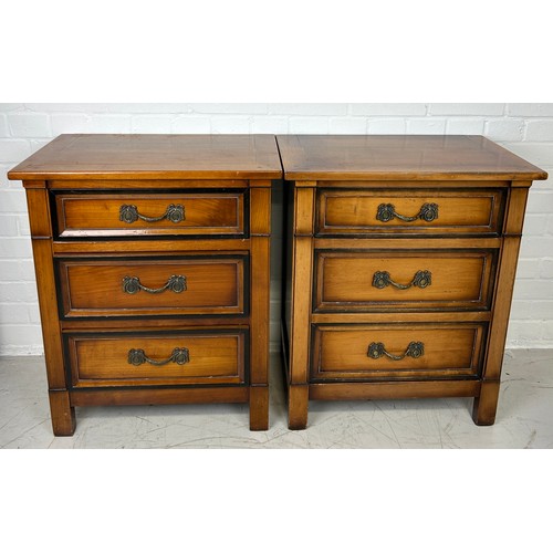 505 - A PAIR OF FRENCH CHERRYWOOD BEDSIDE TABLES BY GRANDE ARRECH, 

72cm x 60cm x 37cm each.