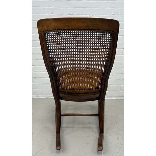 425 - A 19TH CENTURY ROCKING CHAIR WITH CANED BACK AND SEAT, 

92cm x 72cm x 53cm