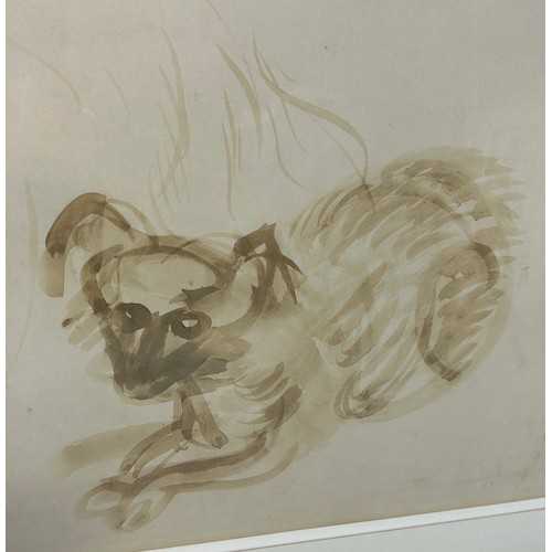 198 - RAOUL DUFY (FRENCH 1877-1953): A WATERCOLOUR ON PAPER TITLED 'DEUX CHIENS', 

64cm x 48.5cm 

Signed... 