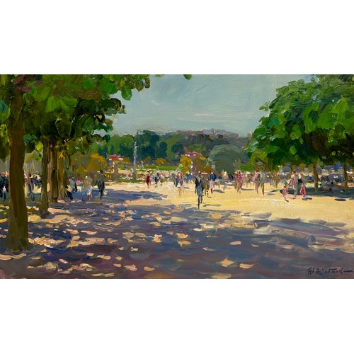 197 - YURI KROTOV (RUSSIAN B.1964): AN OIL PAINTING ON PANEL TITLED' SUNNY DAY', 

59cm x 35cm 

Provenanc... 