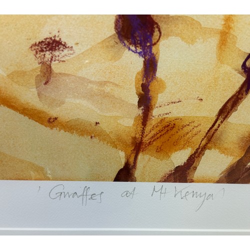 378 - JOHN OLSEN (AUSTRALIAN 1928-2023): A LIMITED EDITION PRINT TITLED 'GIRAFFES AT MT KENYA', 

Limited ... 