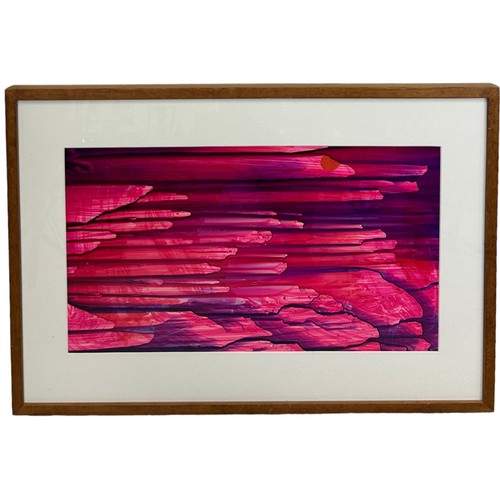 328 - BRITISH 20TH CENTURY SCHOOL: AN ABSTRACT WATERCOLOUR ON PAPER TITLED 'FIERY LIGHT OVER ROCKS AND SEA... 