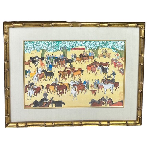 324 - A WATERCOLOUR PAINTING ON PAPER DEPICTING A MONGOLIAN SCENE WITH HORSES, 

50cm x 33cm 

Mounted in ... 