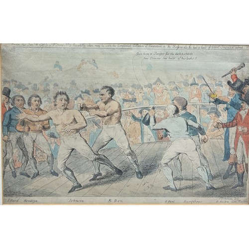 363 - BOXING / PUGILIST INTEREST: ROBERT ISAAC CRUIKSHANK (1789-1856): A HAND COLOURED BOXING PRINT,

Publ... 