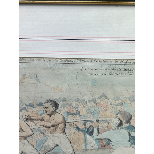 363 - BOXING / PUGILIST INTEREST: ROBERT ISAAC CRUIKSHANK (1789-1856): A HAND COLOURED BOXING PRINT,

Publ... 