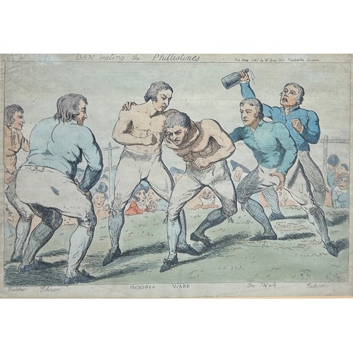 364 - BOXING / PUGILIST INTEREST: AFTER JAMES GILRAY (1756-1815): BOXING PRINT 'DAN BEATING THE PHILLISTIN... 