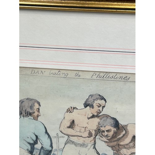 364 - BOXING / PUGILIST INTEREST: AFTER JAMES GILRAY (1756-1815): BOXING PRINT 'DAN BEATING THE PHILLISTIN... 