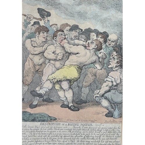 366 - BOXING / PUGILIST INTEREST: THOMAS ROWLANDSON (1756-1827) BOXING ENGRAVING 'DESCRIPTION OF A BOXING ... 