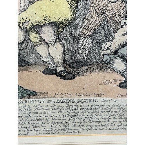 366 - BOXING / PUGILIST INTEREST: THOMAS ROWLANDSON (1756-1827) BOXING ENGRAVING 'DESCRIPTION OF A BOXING ... 