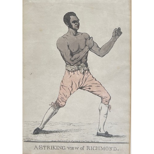 368 - BOXING / PUGILIST INTEREST: AFTER ROBERT DIGHTON (1752-1814): A HAND COLOURED PORTRAIT PRINT TITLED ... 