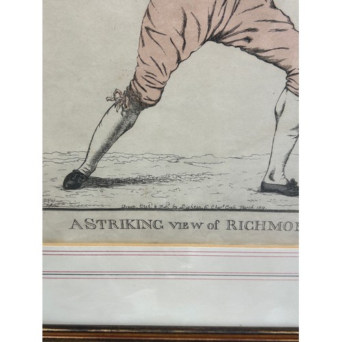 368 - BOXING / PUGILIST INTEREST: AFTER ROBERT DIGHTON (1752-1814): A HAND COLOURED PORTRAIT PRINT TITLED ... 