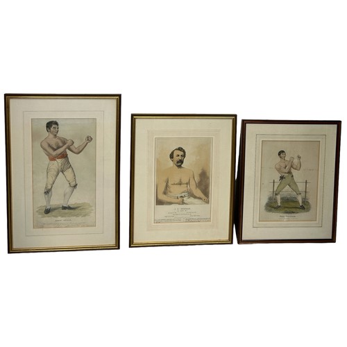 372 - BOXING / PUGILIST INTEREST: A SET OF THREE COLOURED PRINTS (3), 

'John Gully' after H.Pugh and J.Lo... 