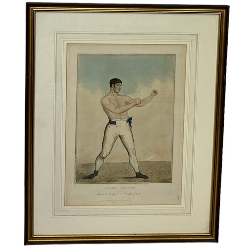 373 - BOXING / PUGILIST INTEREST: A HAND COLOURED ENGRAVING OF JOSHUA HUDSON, 

Published by Samuel Willia... 