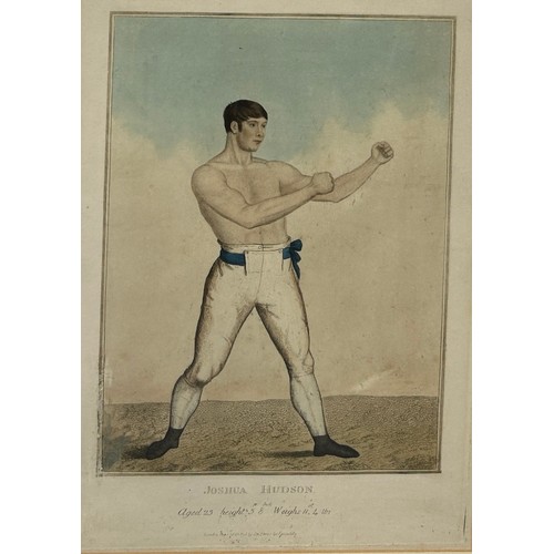 373 - BOXING / PUGILIST INTEREST: A HAND COLOURED ENGRAVING OF JOSHUA HUDSON, 

Published by Samuel Willia... 