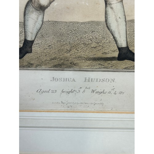 373 - BOXING / PUGILIST INTEREST: A HAND COLOURED ENGRAVING OF JOSHUA HUDSON, 

Published by Samuel Willia... 