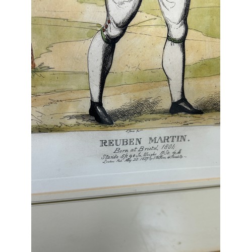 374 - BOXING / PUGILIST INTEREST: A HAND COLOURED ENGRAVING DEPICTING REUBEN MARTIN, 

After J. Jones, and... 