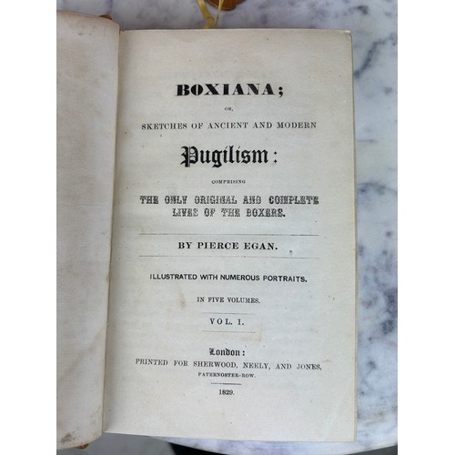 376 - PIERCE EGAN: 'BOXIANA' LEATHER BOUND IN FIVE VOLUMES (5), 

Published by Sherwood, Neely And Jones, ... 