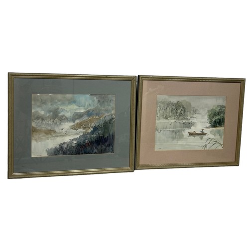 290 - A PAIR OF WATERCOLOURS DEPICTING SOUTH EAST ASIAN VIEWS OF LAKE SCENES, SINGAPORE OR VIETNAM' (2), 
... 