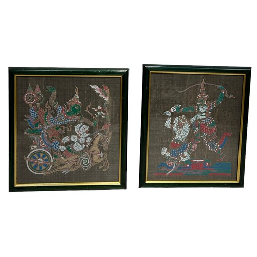 350 - A PAIR OF THAI PAINTINGS ON SILK DEPICTING WAR FIGURES (2)

Largest 30cm x 26cm 

Mounted in frames ... 