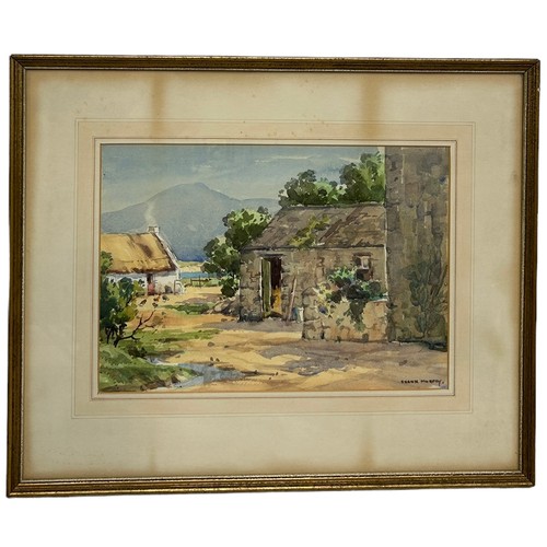 326 - FRANK MURPHY: A WATERCOLOUR PAINTING ON PAPER DEPICTING VILLAGE SCENE, 

37cm x 26cm 

Mounted in a ... 