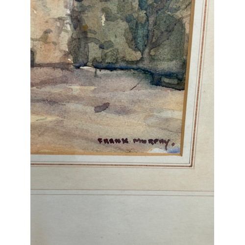 326 - FRANK MURPHY: A WATERCOLOUR PAINTING ON PAPER DEPICTING VILLAGE SCENE, 

37cm x 26cm 

Mounted in a ... 