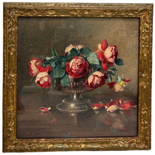 330 - A WATERCOLOUR PAINTING ON PAPER BY BARBARA JOHNSON 'QUEEN ALEXANDRA ROSES', 

37cm x 37cm 

Mounted ... 