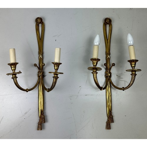 501 - A PAIR OF REGENCY STYLE GILT BRASS WALL SCONCES (2), 

63cm x 25cm each.