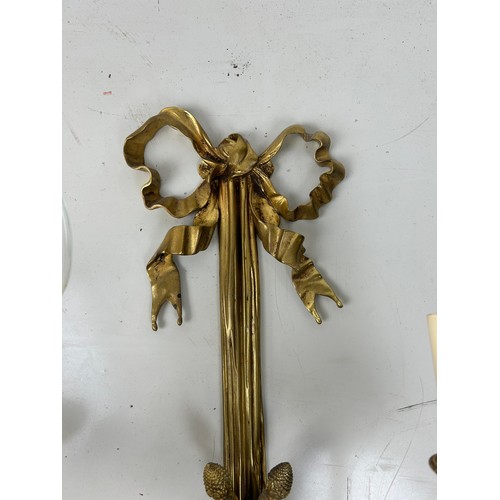 503 - A PAIR OF REGENCY STYLE GILT BRASS WALL SCONCES (2), 

68cm x 33cm