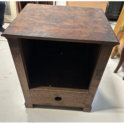 459 - A 19TH CENTURY OAK CABINET, 

Two doors over a single drawer, with shelves.