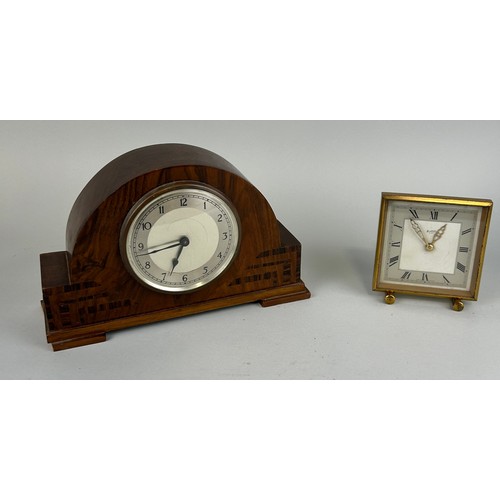 597 - A GARRARD DECO MANTLE CLOCK ALONG WITH A BENTIMA CLOCK, 

Garrard 25cm x 17cm