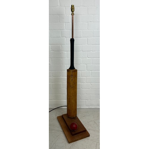 480 - A CRICKET BAT AND BALL STANDARD LAMP, 

113cm H